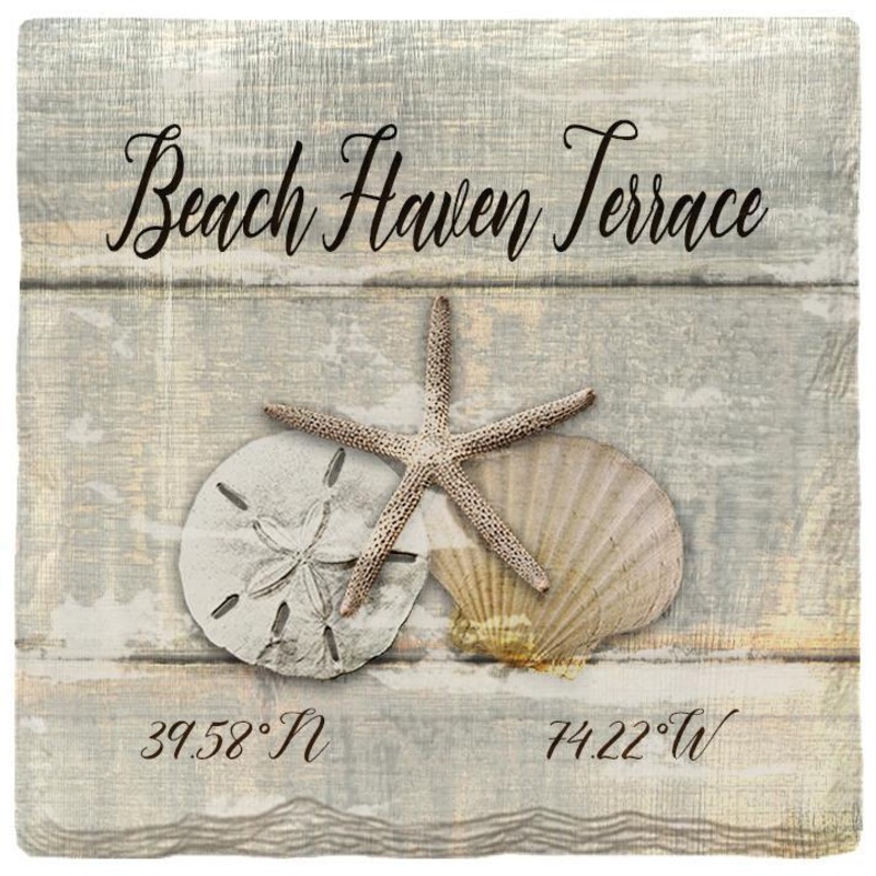 Beach Haven Terrace Triple Shells Grey Coaster Set