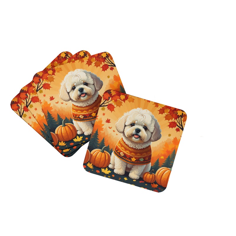 Bichon Frise Fall Foam Coaster