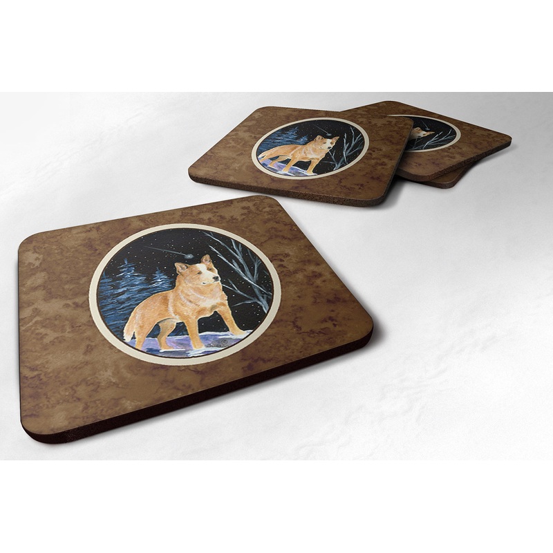 Starry Night Australian Cattle Dog Coasters - Set of 4 Lightweight Foam, Absorbent Drink Coasters