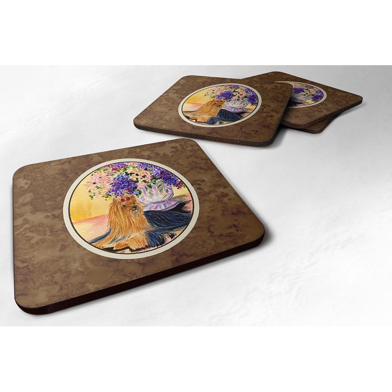 Yorkie Coasters - Set of 4 Lightweight Foam, Absorbent Drink Coasters