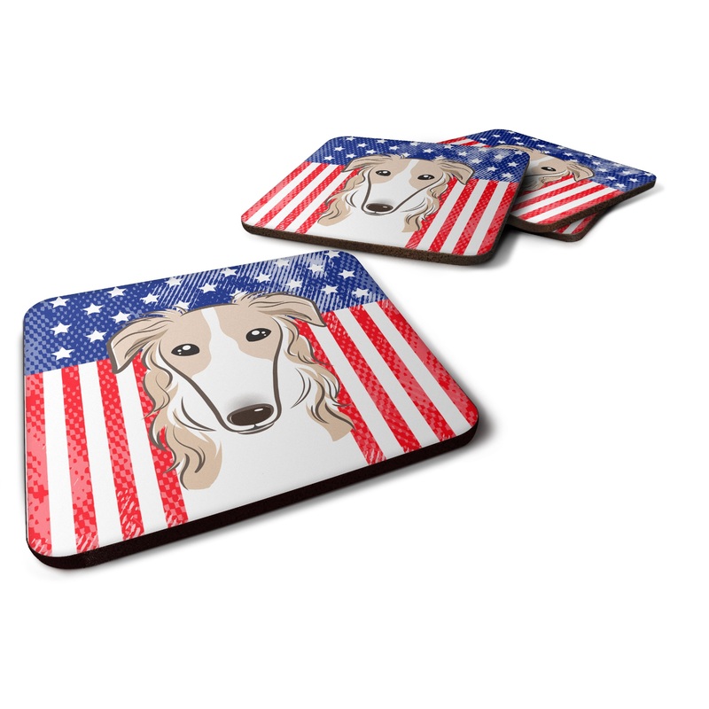American Flag and Borzoi Foam Coaster