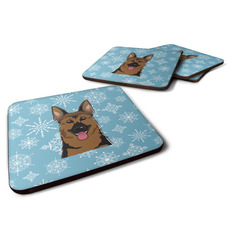 Snowflake German Shepherd Coasters - Set of 4 Lightweight Foam, Absorbent Drink Coasters BB1645FC