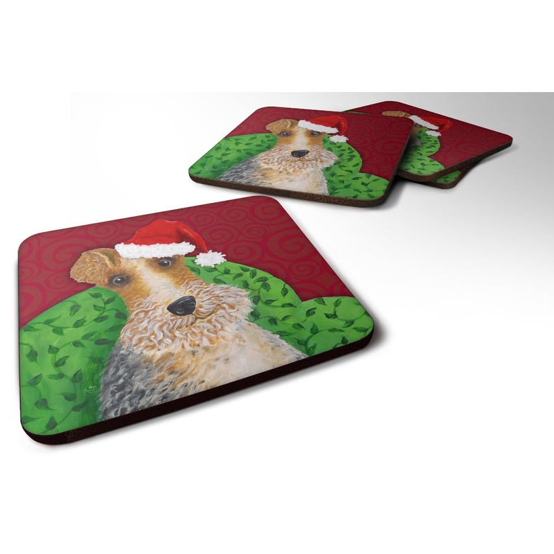 Wire Fox Terrier Christmas Foam Coaster  VHA3040FC