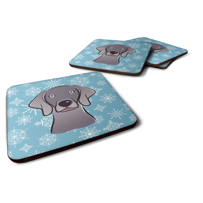 Snowflake Weimaraner Coasters - Set of 4 Lightweight Foam, Absorbent Drink Coasters BB1665FC