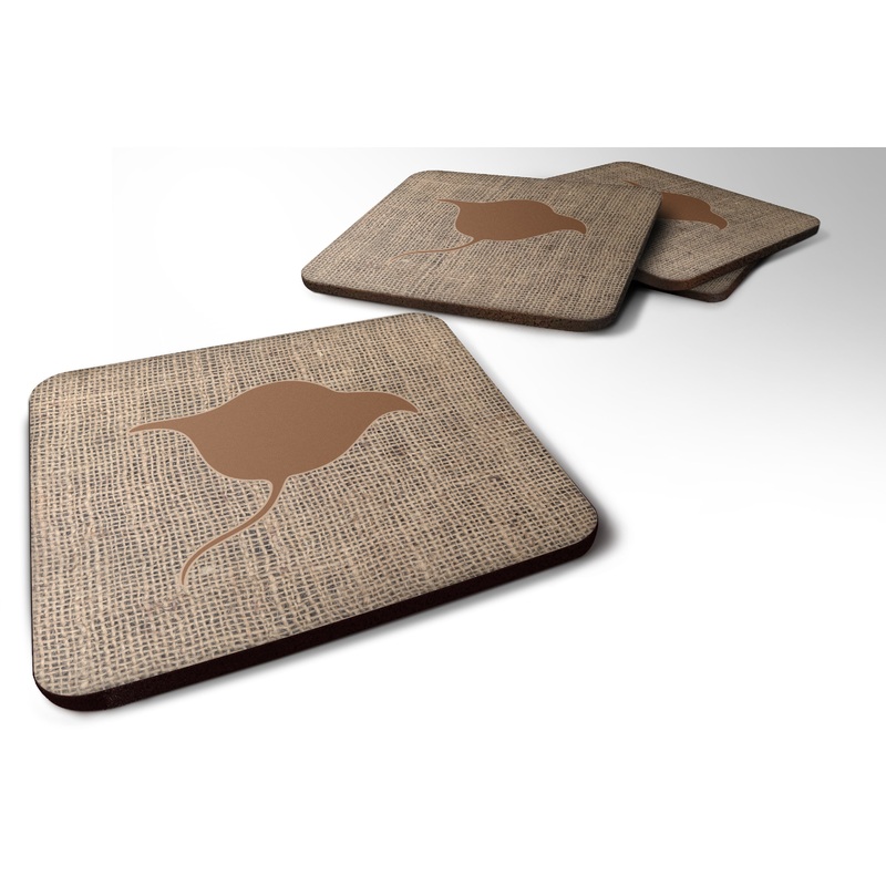 Stingray Burlap and Brown Coasters - Set of 4 Lightweight Foam, Absorbent Drink Coasters