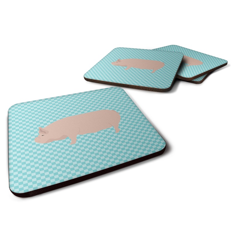 Welsh Pig Blue Check Foam Coaster  BB8111FC