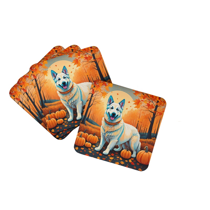 White German Shepherd Fall Foam Coaster