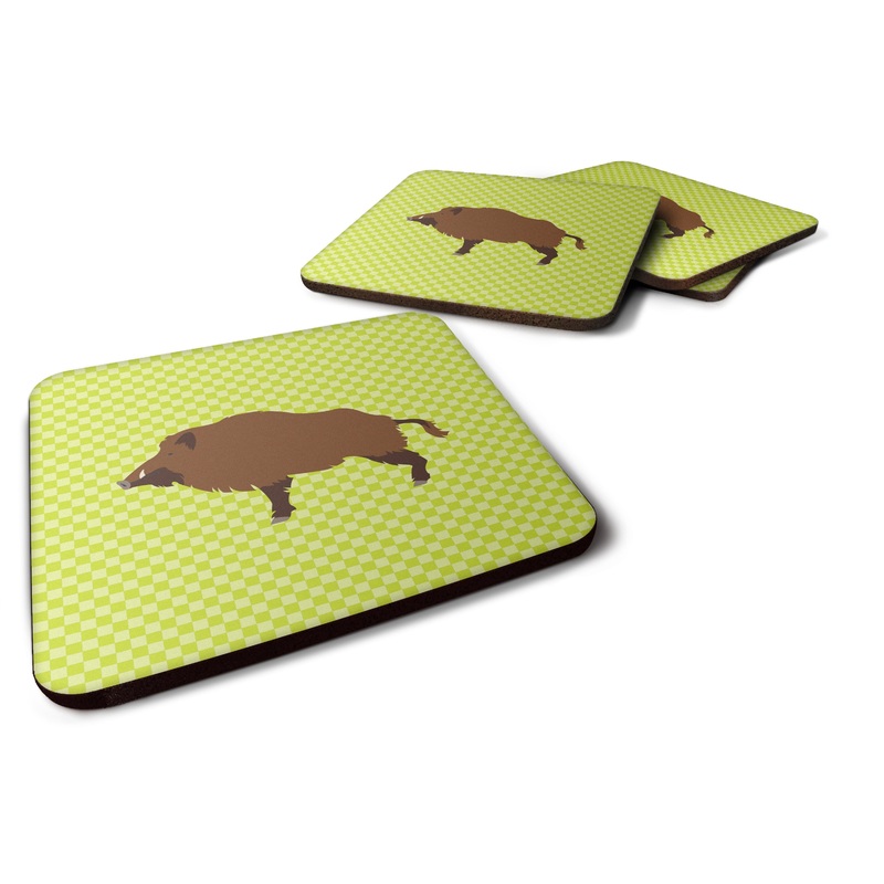 Wild Boar Pig Green Foam Coaster  BB7762FC