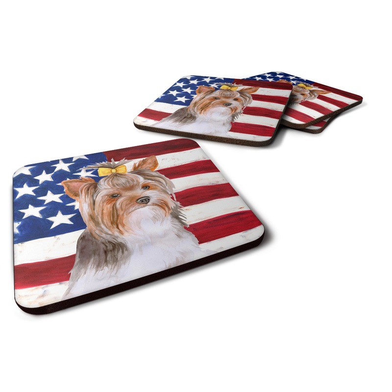 Yorkshire Terrier #2 Patriotic Foam Coaster  BB9723FC