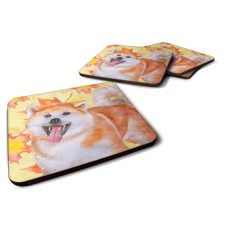 Akita Fall Coasters - Set of 4 Lightweight Foam, Absorbent Drink Coasters