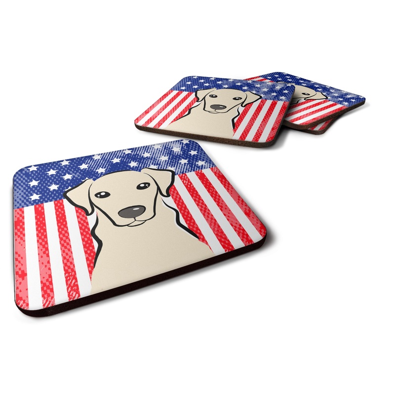 American Flag and Yellow Labrador Foam Coaster