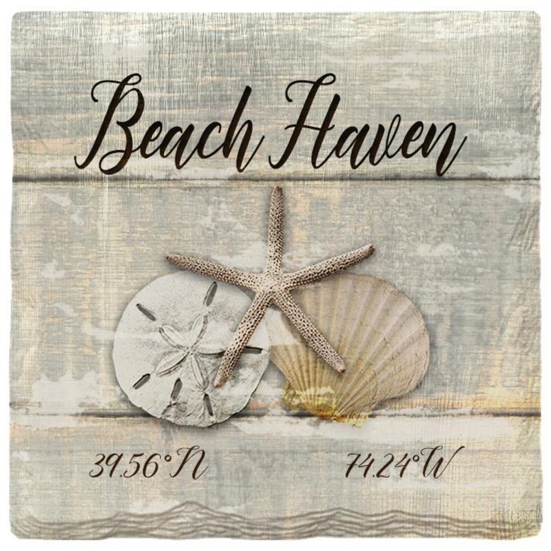 Beach Haven Triple Shells Grey Coaster Set