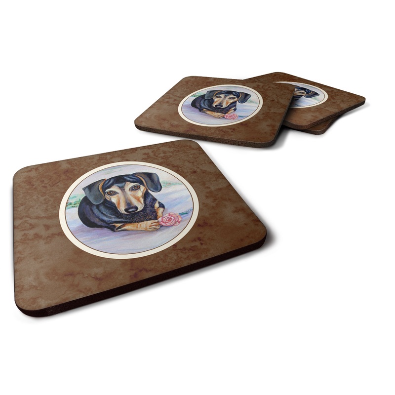 Black and Cream Dachshund Foam Coaster  7076FC