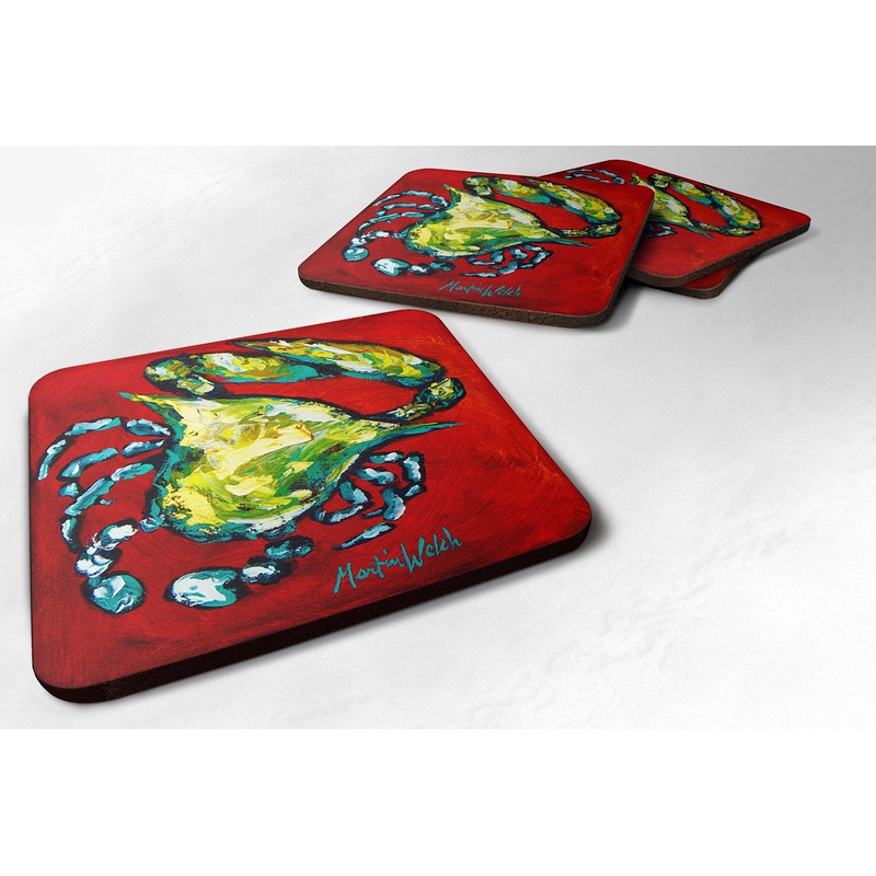 Shrimp Right Direction Coasters - Set of 4 Lightweight Foam, Absorbent Drink Coasters