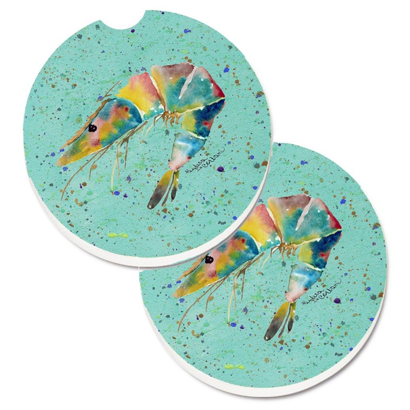 Shrmip Car Coasters  Set of 2 - Absorbent Stone with Fun & Functional Artwork 8460CARC