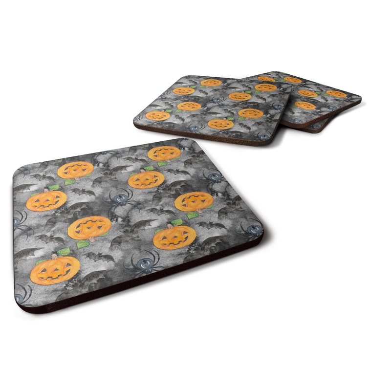 Watecolor Halloween Jack-O-Lantern Bats Foam Coaster  BB7525FC