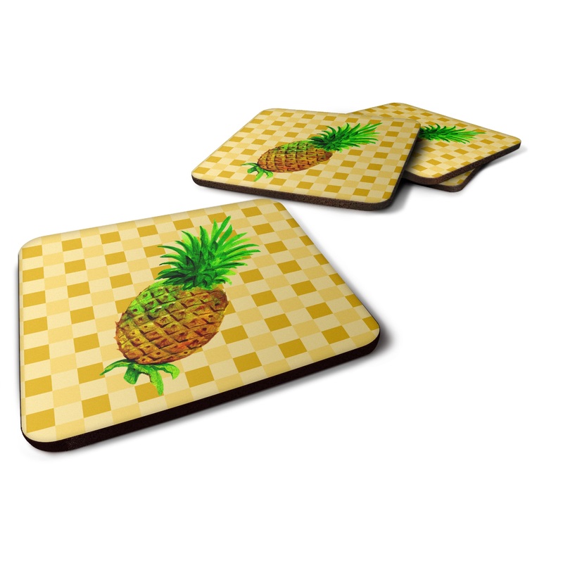 Whole Pineapple on Basketweave Foam Coaster  BB7246FC
