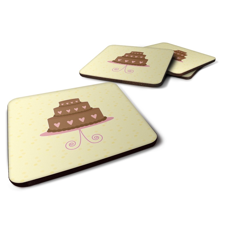 3 Tier Heart Chocolate Cake on Yellow Foam Coaster  BB7288FC