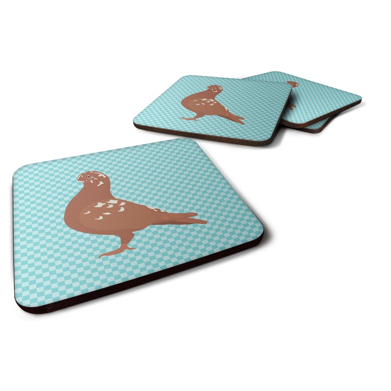 African Owl Pigeon Blue Check Foam Coaster  BB8127FC