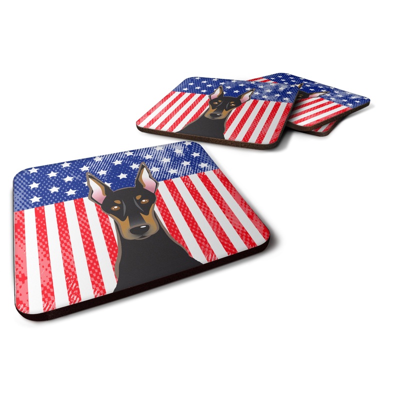 American Flag and Doberman Foam Coaster