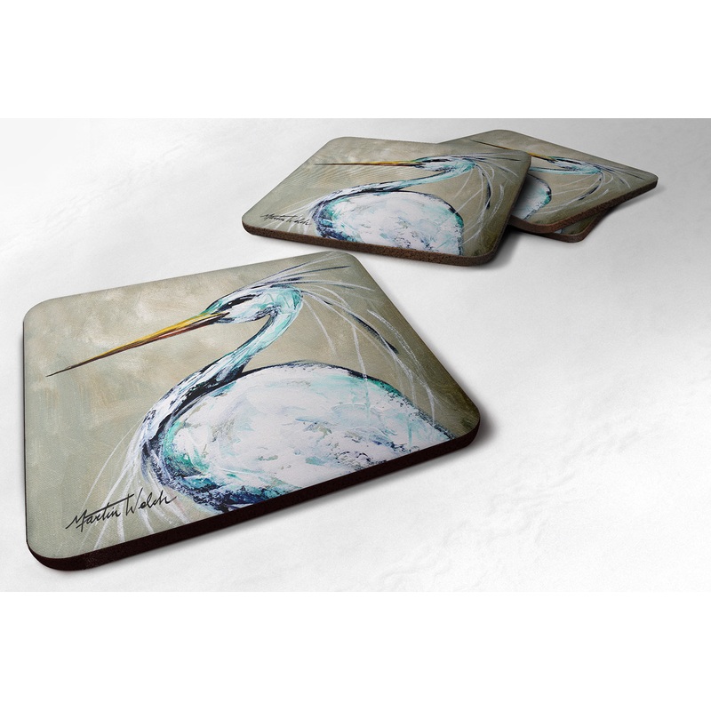 Bird - Heron Smitty's Brother Coasters - Set of 4 Lightweight Foam, Absorbent Drink Coasters
