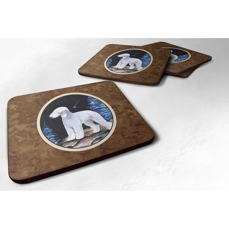 Starry Night Bedlington Terrier Coasters - Set of 4 Lightweight Foam, Absorbent Drink Coasters