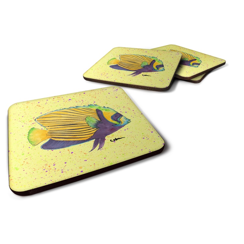 Tropical Fish Coasters - Set of 4 Lightweight Foam, Absorbent Drink Coasters