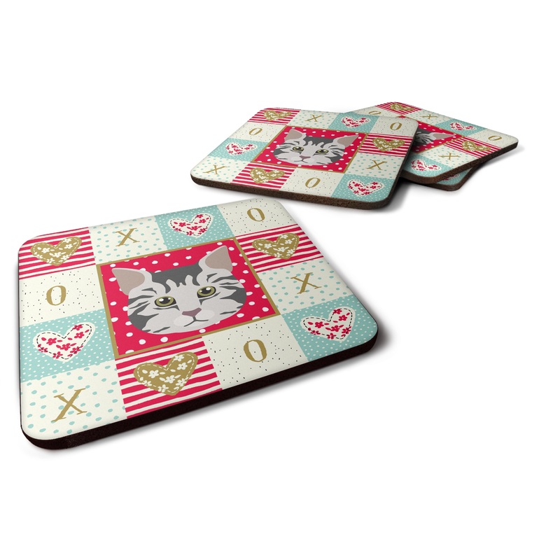 American Bobtail Cat Love Coasters - Set of 4 Lightweight Foam, Absorbent Drink Coasters  CK5079FC