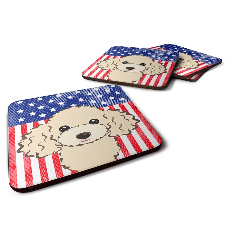 American Flag and Buff Poodle Foam Coaster