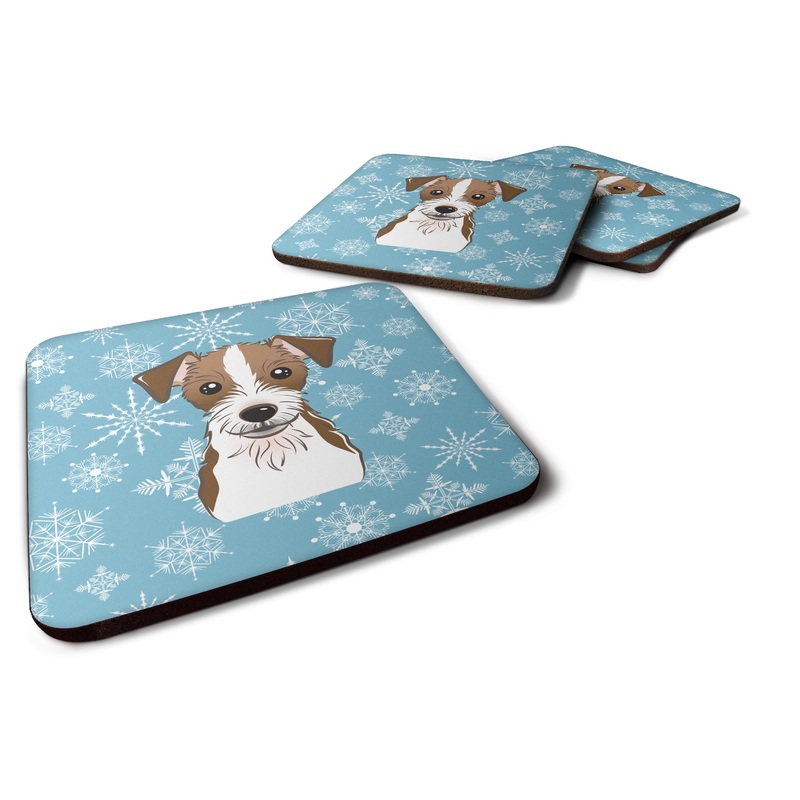 Snowflake Jack Russell Terrier Coasters - Set of 4 Lightweight Foam, Absorbent Drink Coasters BB1636FC
