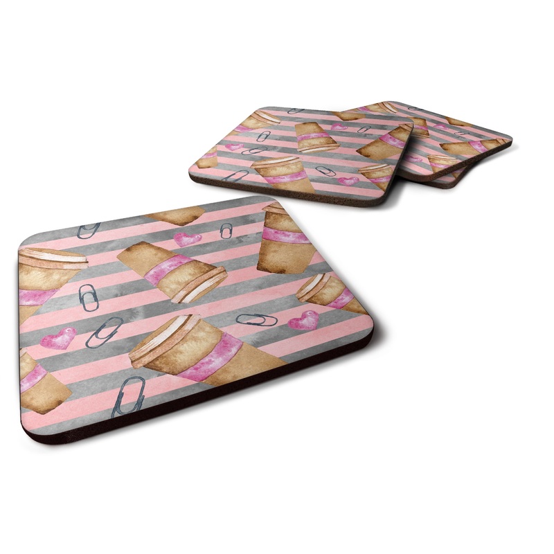 Watercolor Coffee and Paper Clips Foam Coaster  BB7538FC
