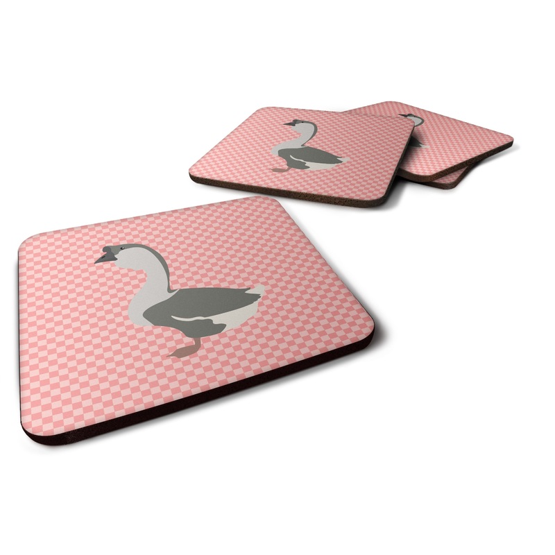 African Goose Pink Check Foam Coaster  BB7899FC