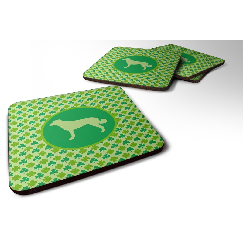 Anatolian Shepherd Lucky Shamrock Coasters - Set of 4 Lightweight Foam, Absorbent Drink Coasters