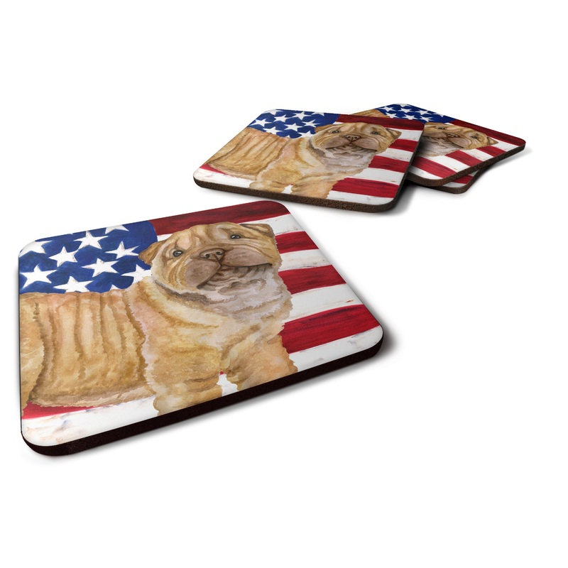 Shar Pei Puppy Patriotic Foam Coaster  BB9719FC