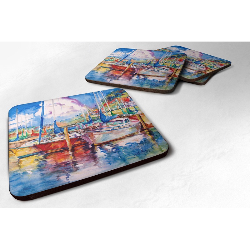Tree Boats Sailboats Coasters - Set of 4 Lightweight Foam, Absorbent Drink Coasters JMK1247FC