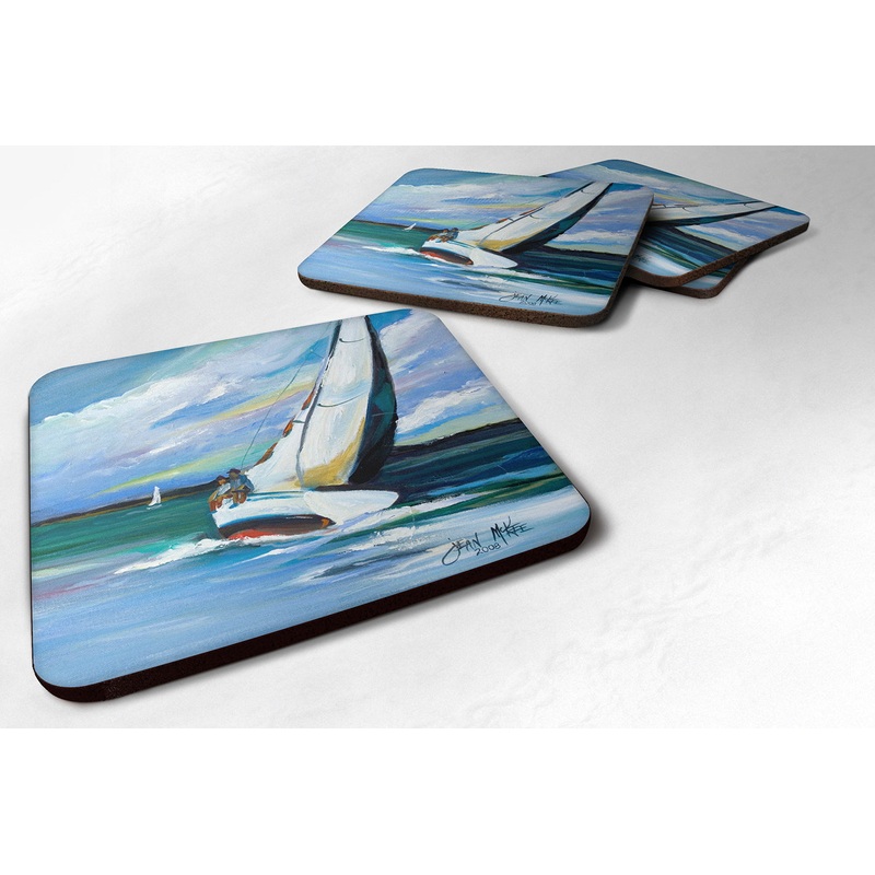 Two and a Sailboat Coasters - Set of 4 Lightweight Foam, Absorbent Drink Coasters JMK1232FC