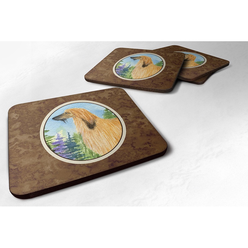 Afghan Hound Coasters - Set of 4 Lightweight Foam, Absorbent Drink Coasters