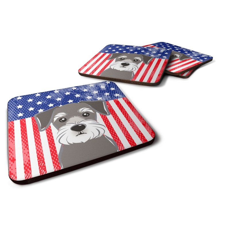 American Flag and Schnauzer Foam Coaster