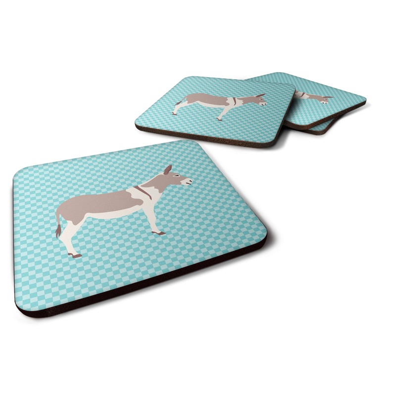 Australian Teamster Donkey Blue Check Foam Coaster  BB8020FC
