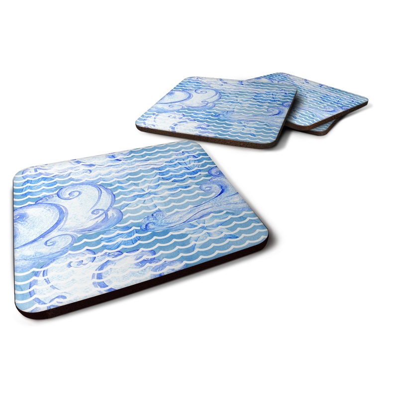 Beach Watercolor Abstract Waves Foam Coaster  BB7530FC