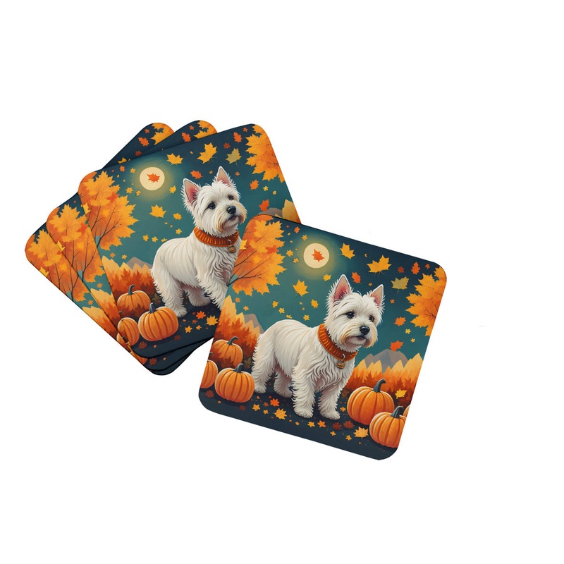 Westie Fall Foam Coaster