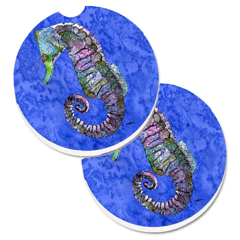 Seahorse Car Coasters  Set of 2 - Absorbent Stone with Fun & Functional Artwork 8639CARC