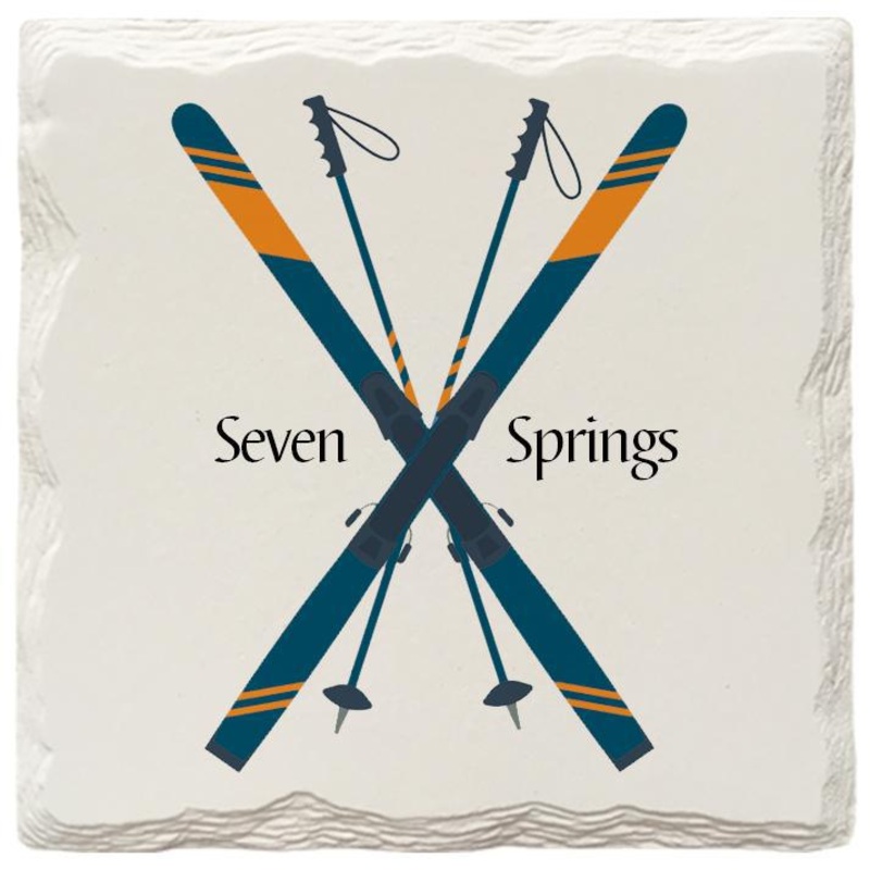 Seven Springs Crossed Skis Coaster Set