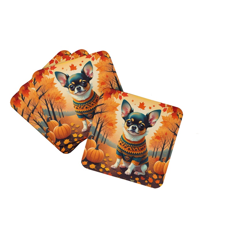 Tricolor Chihuahua Fall Foam Coaster
