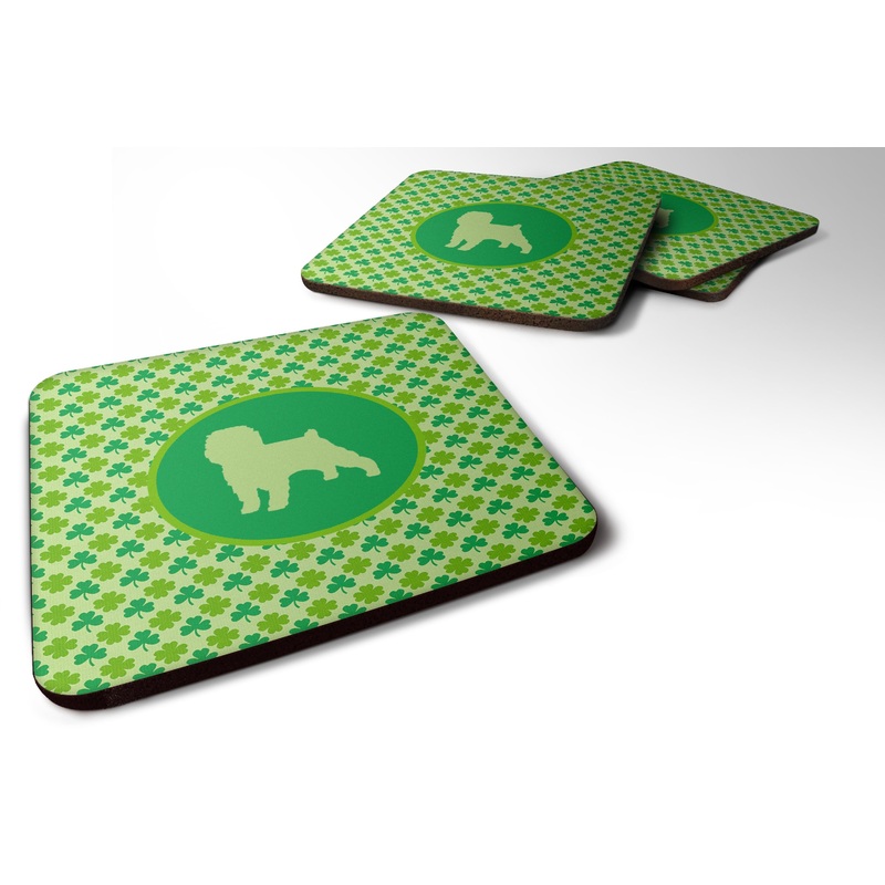 Affenpinscher Lucky Shamrock Coasters - Set of 4 Lightweight Foam, Absorbent Drink Coasters