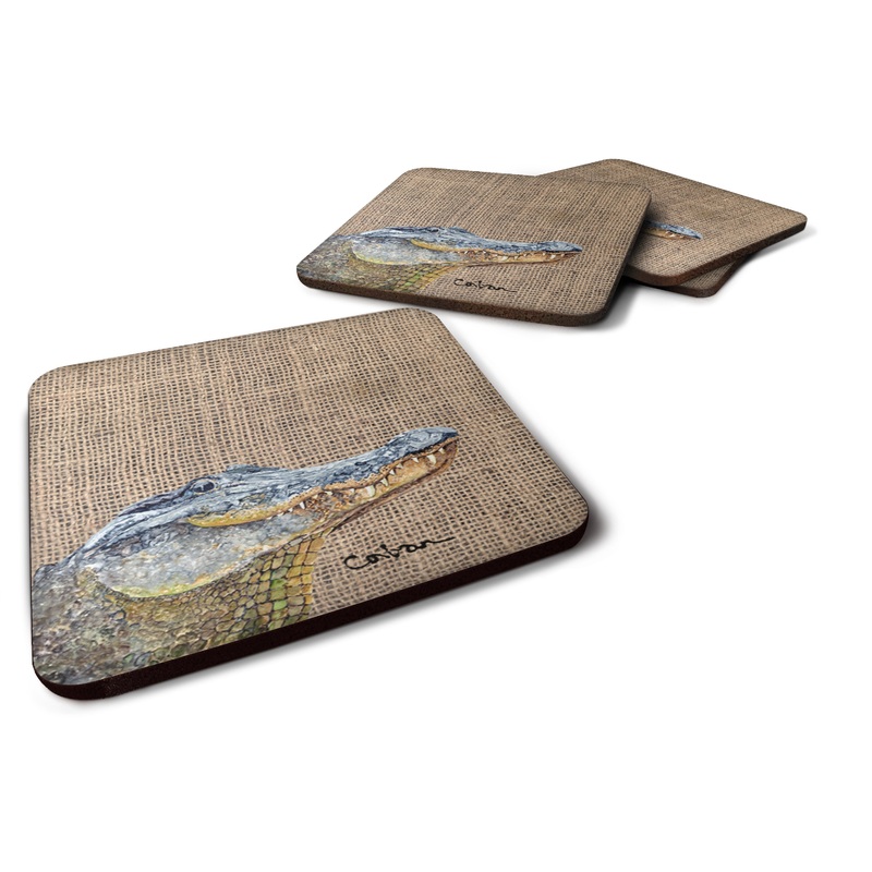Alligator  Coasters - Set of 4 Lightweight Foam, Absorbent Drink Coasters