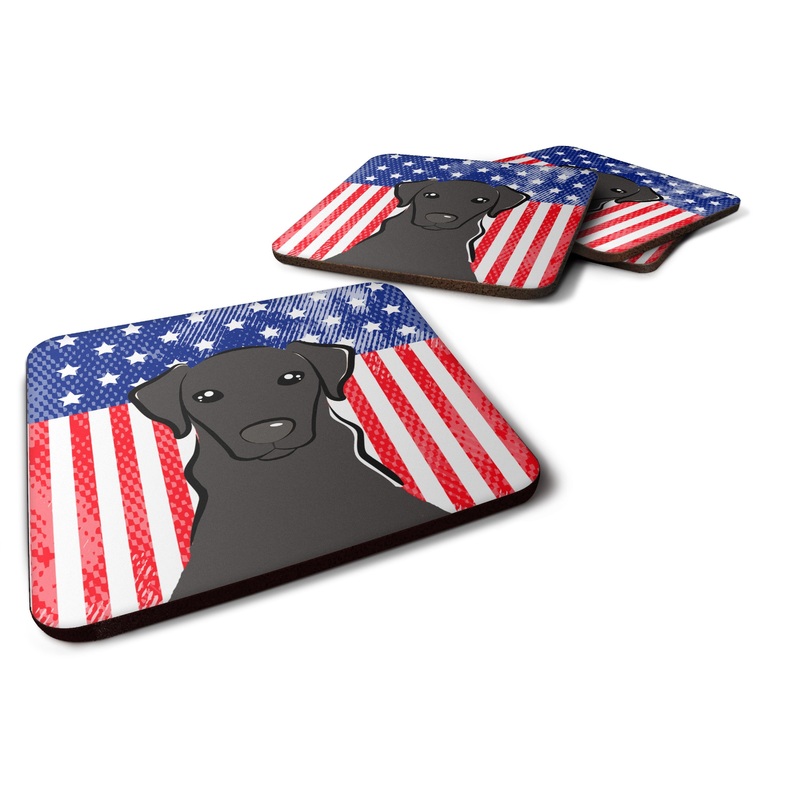 American Flag and Black Labrador Foam Coaster