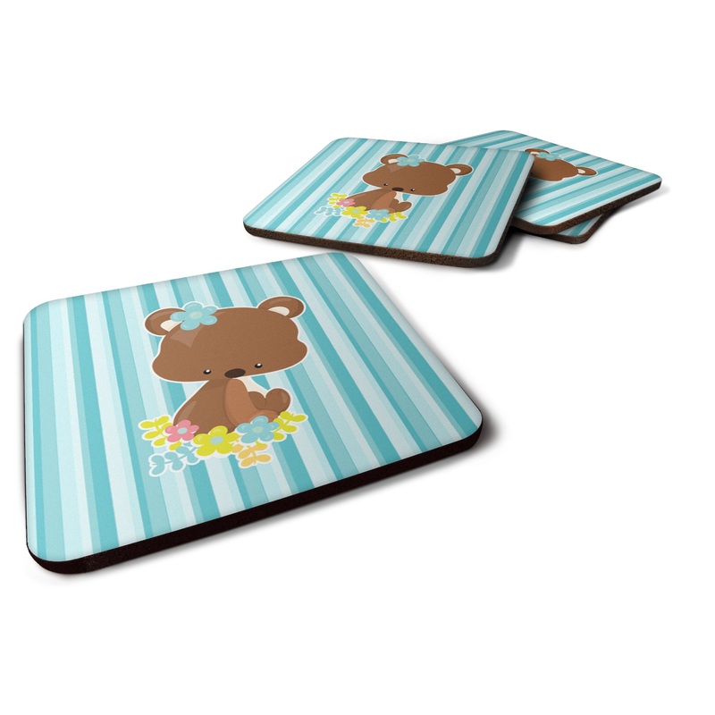 Bear with Flowers Foam Coaster  BB7096FC
