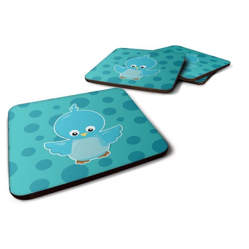 Bird on Blue Polkadots Foam Coaster  BB7013FC