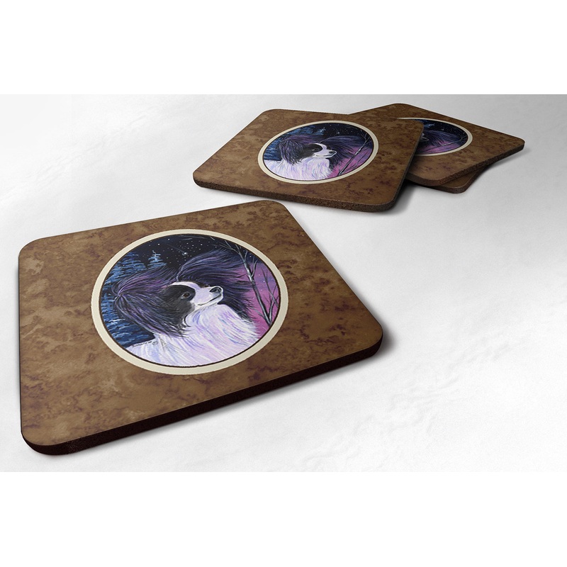 Starry Night Papillon Coasters - Set of 4 Lightweight Foam, Absorbent Drink Coasters